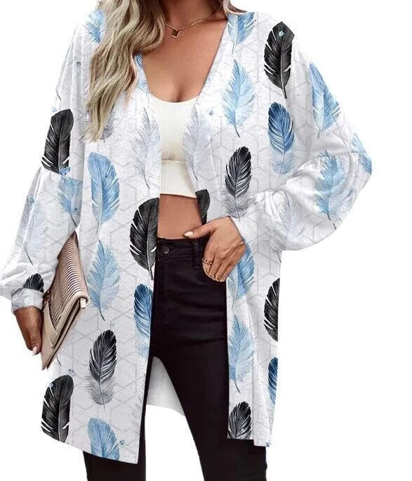 Printed Long Sleeve Cardigan Knit Jacket