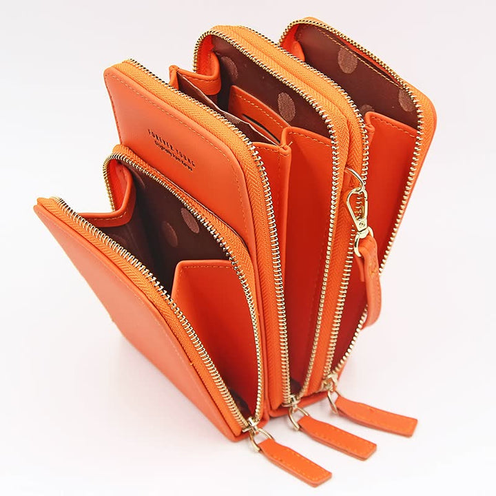 Three Zipper Vertical Shoulder Bag