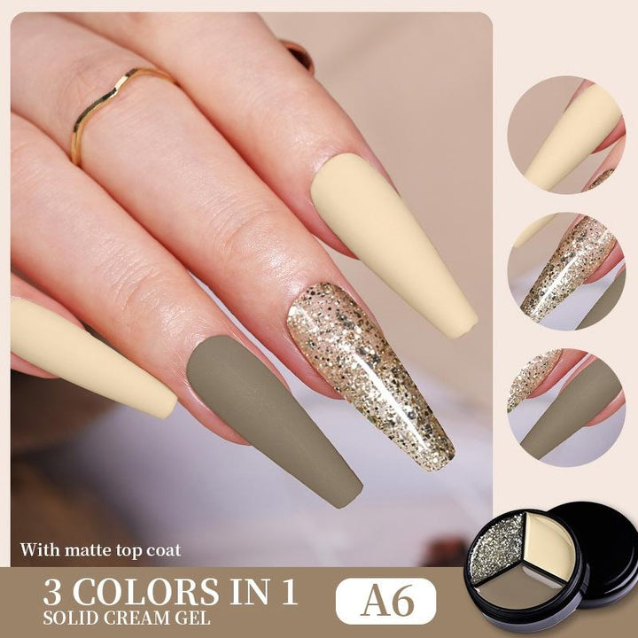 Solid Tricolor Cream Nail Polish