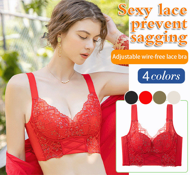 Adjustable wire free lace bra