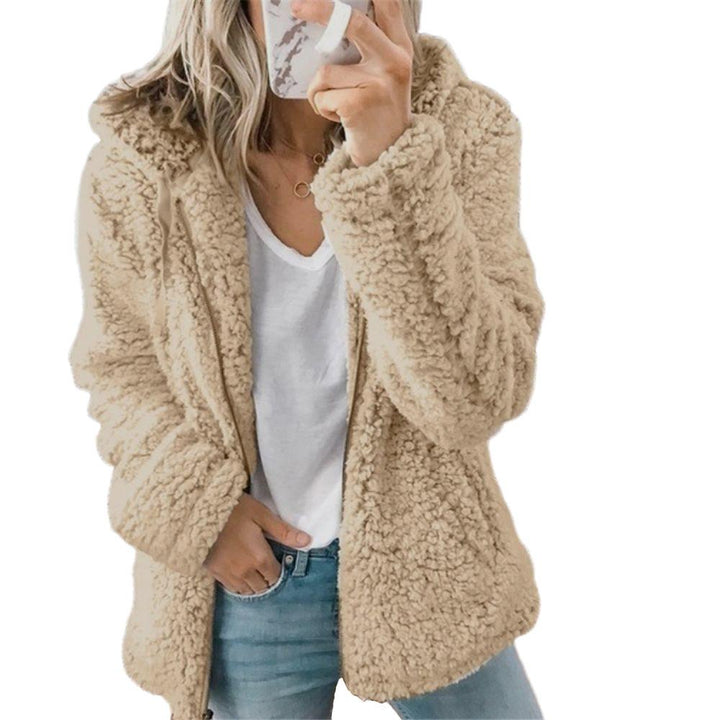 Sidefeel Women Open Front Hooded Cardigan Fleece Pocket Coat Outwear