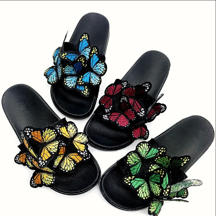 EMBROIDERED BUTTERFLY OPEN TOE BOHEMIAN SANDALS
