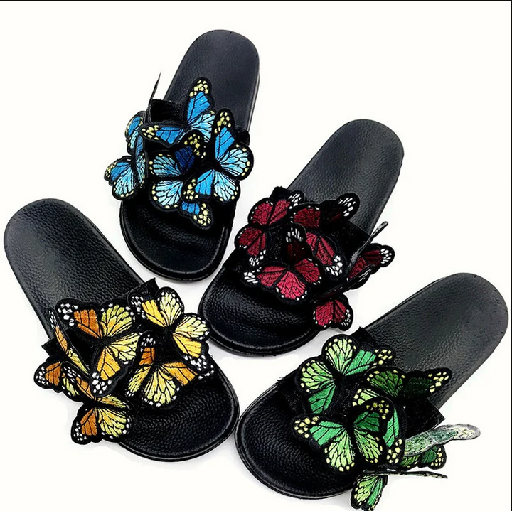 EMBROIDERED BUTTERFLY OPEN TOE BOHEMIAN SANDALS