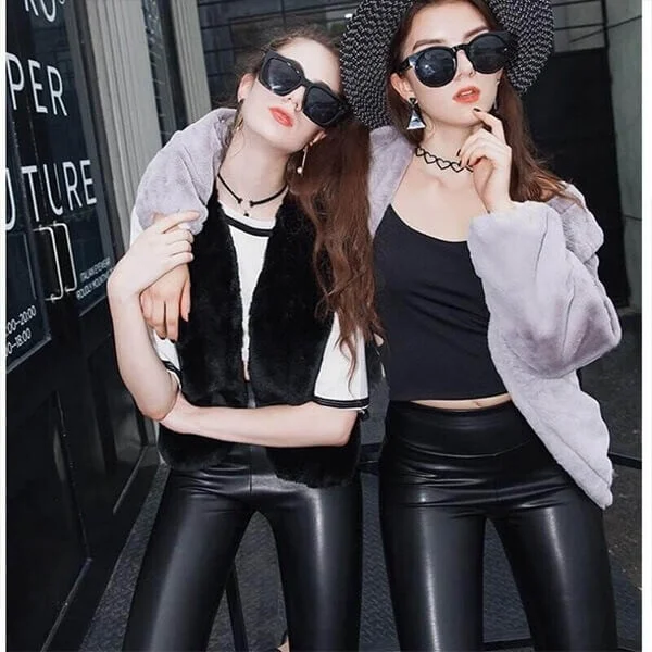 S shaped PU Leather Leggings