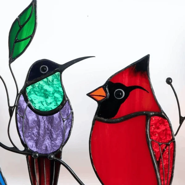 Birds Stained  Window  Panel Hangings