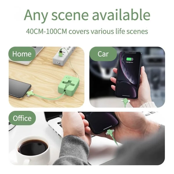 3 in 1 Rechargeable USB Fast Charging Cable  Mobile Stand