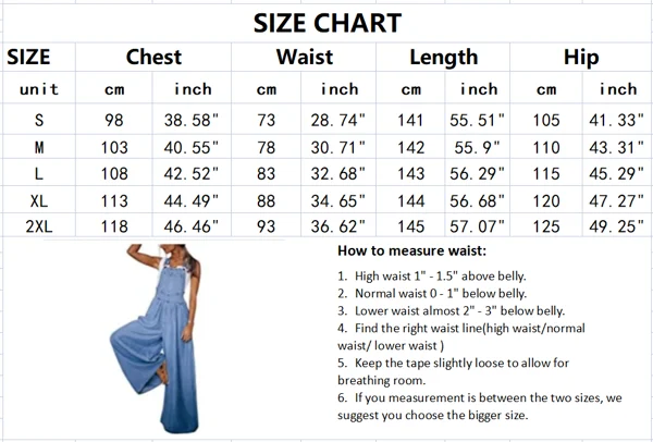 Womens Loose Adjustable Strap Wide Leg Denim