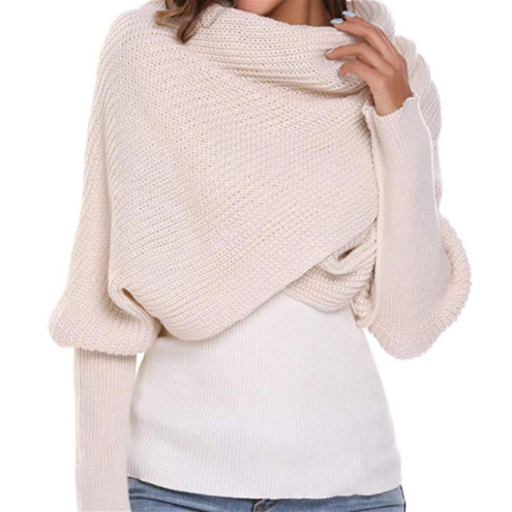 Knitted Wrap Scarf With Sleeves