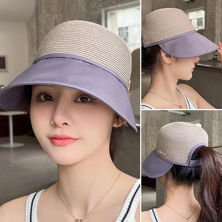 Womens large brim sunscreen hat for beach outing in summer