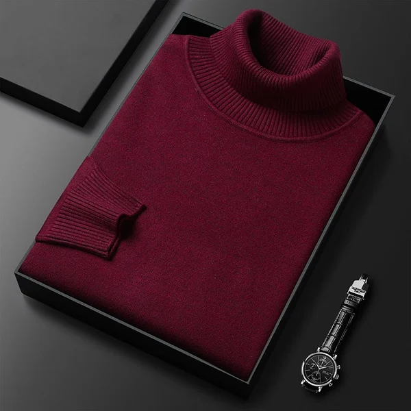 Mens Solid Color Turtleneck Sweater