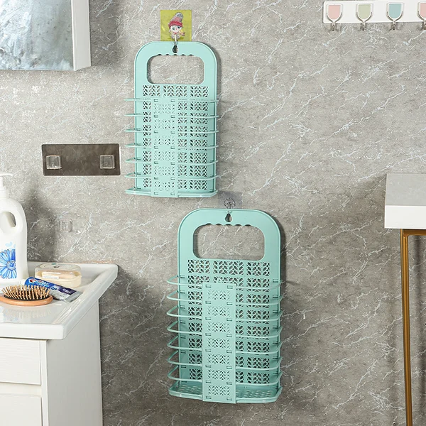 Folding wall mounted non perforated storage baskets
