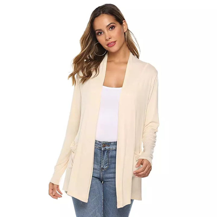 WOMENS CASUAL LIGHTWEIGHT OPEN FRONT LONG SLEEVE CARDIGANS