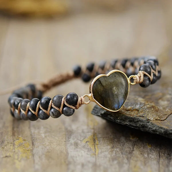 To My Granddaughter Love You Forever Jasper Heart Bracelet