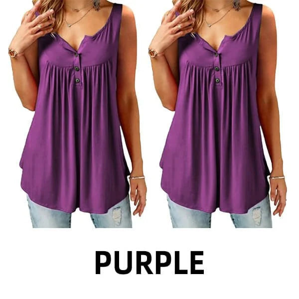 Comfy Loose Button Sleeveless Tank Top For Women