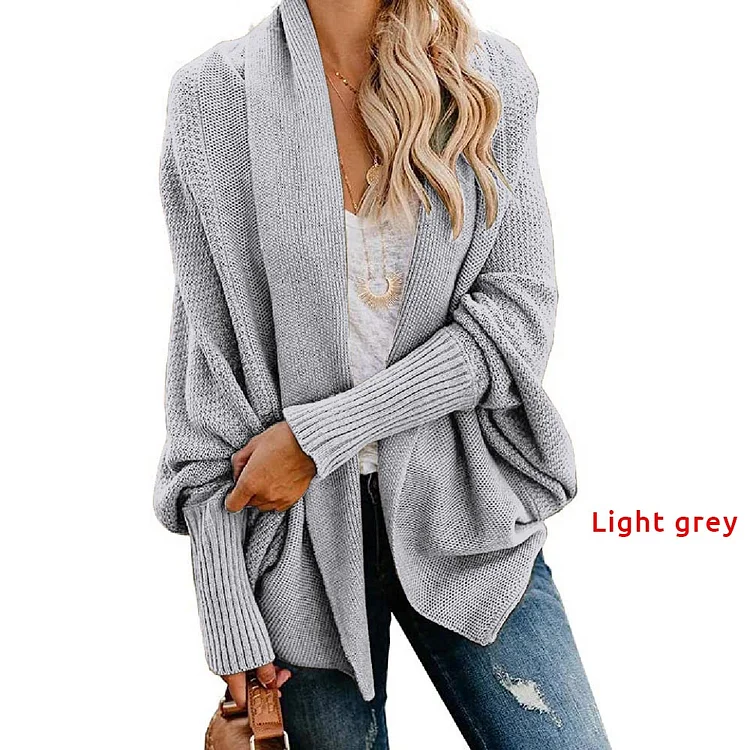 Bat sleeve loose knit cardigan shawl jacket