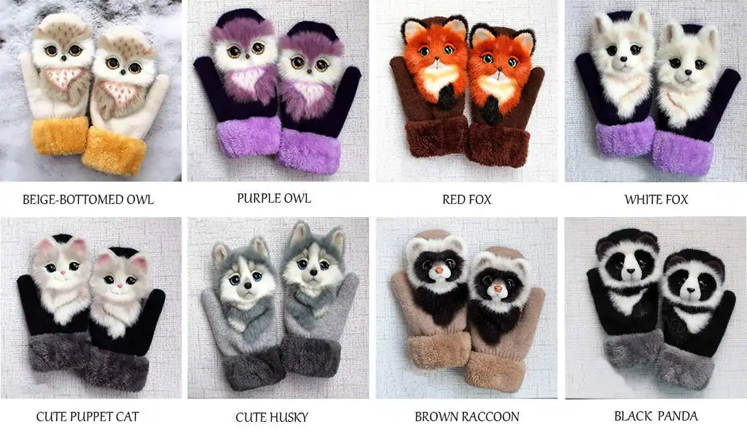 Hand knitted animal Mittens