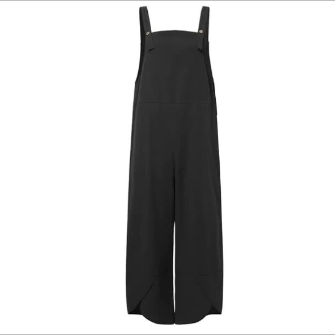 Womens Solid Color Casual Ninth Overalls