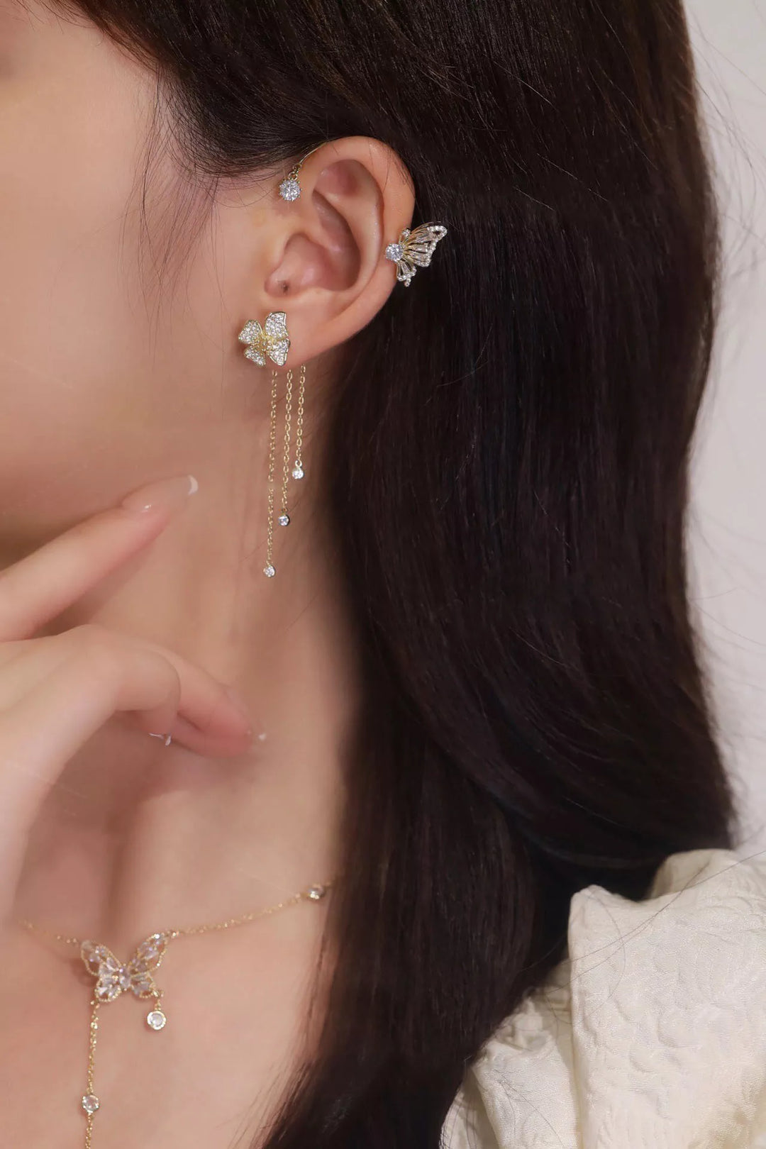 Butterfly Tassel Style Zircon Earrings