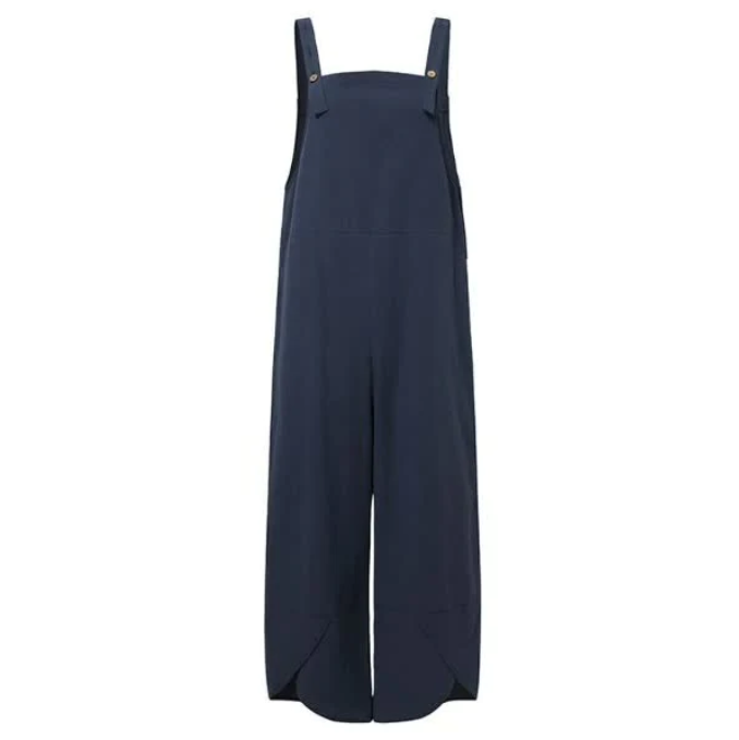 Womens Solid Color Casual Ninth Overalls