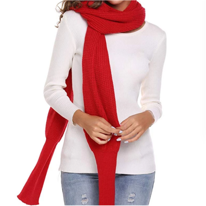 Knitted Wrap Scarf With Sleeves