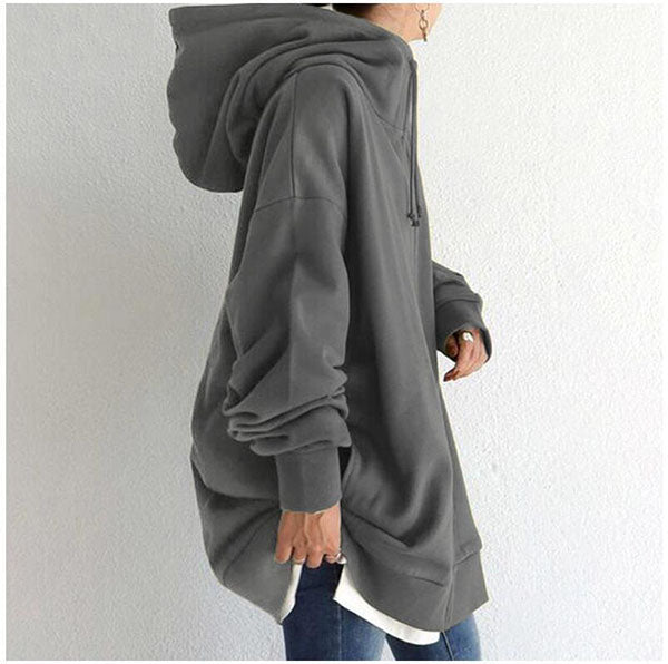 2021 Autumn Winter Sweater Zipper Hooded Long Plus Cashmere Sweater
