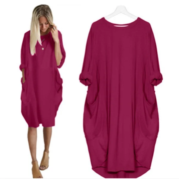 Womens Casual Solid O Outline Dress