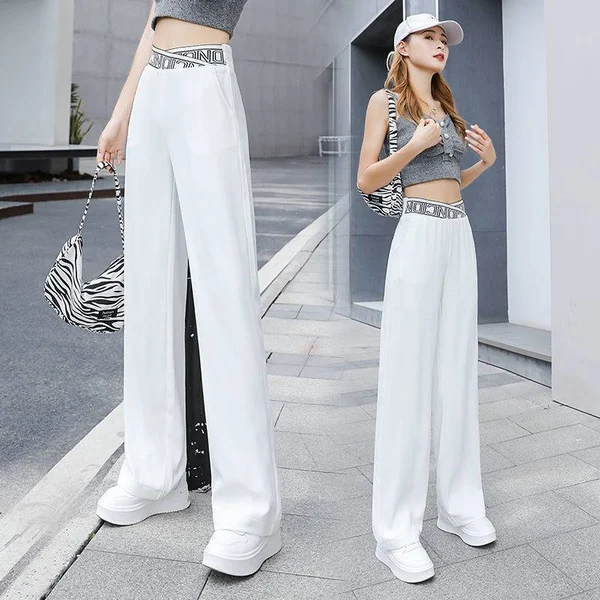 Ice Silk High Waist Wide leg Pants