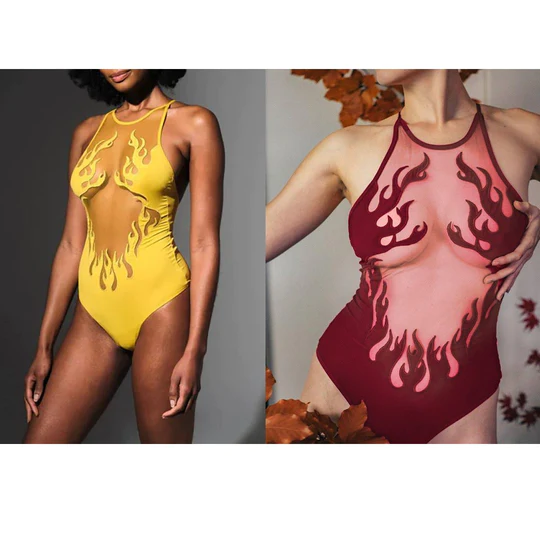 Flame Embroidered Bodysuit