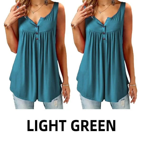 Comfy Loose Button Sleeveless Tank Top For Women