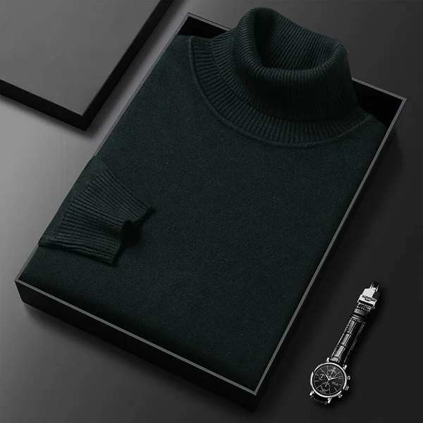 Mens Solid Color Turtleneck Sweater
