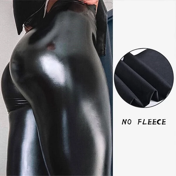 S shaped PU Leather Leggings