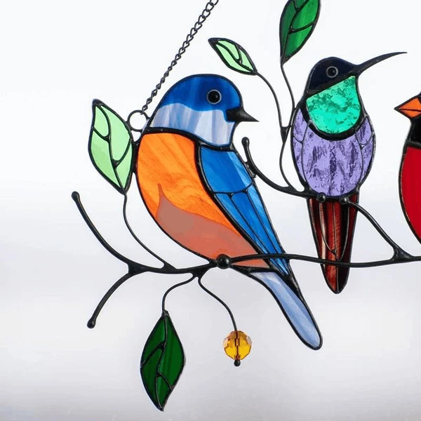 Birds Stained  Window  Panel Hangings