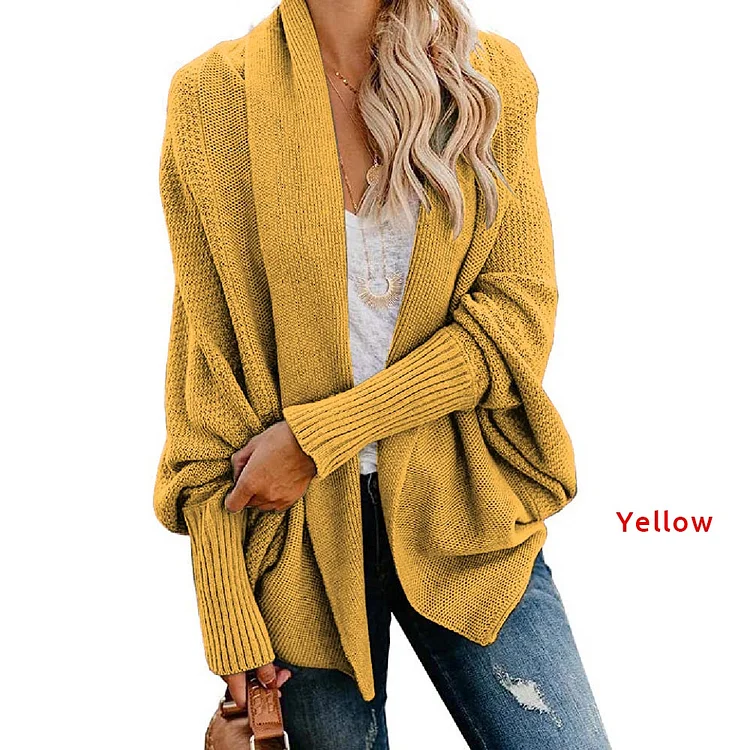 Bat sleeve loose knit cardigan shawl jacket