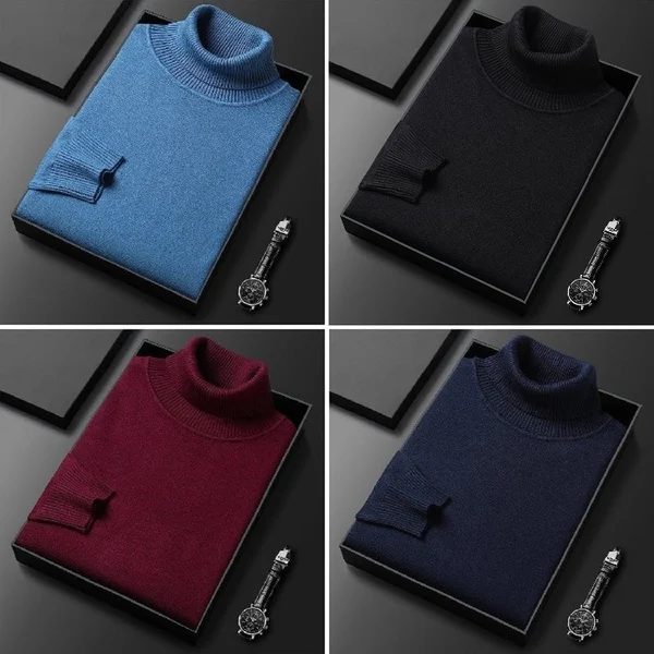 Mens Solid Color Turtleneck Sweater