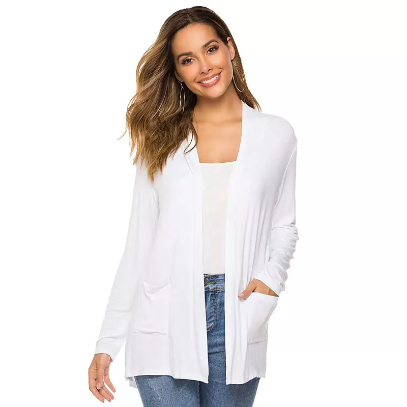 WOMENS CASUAL LIGHTWEIGHT OPEN FRONT LONG SLEEVE CARDIGANS