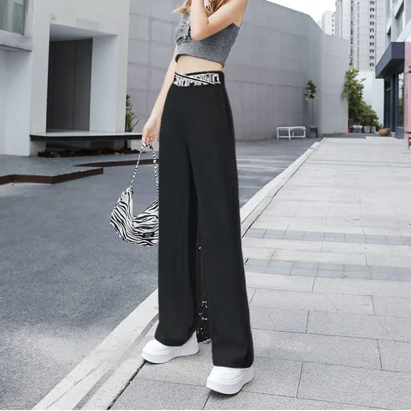 Ice Silk High Waist Wide leg Pants