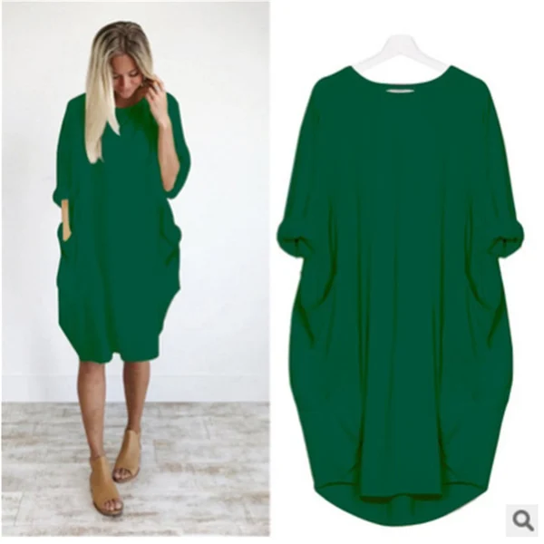 Womens Casual Solid O Outline Dress