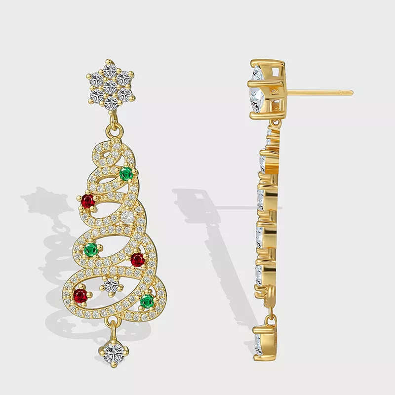 Shiny Christmas Tree Earrings
