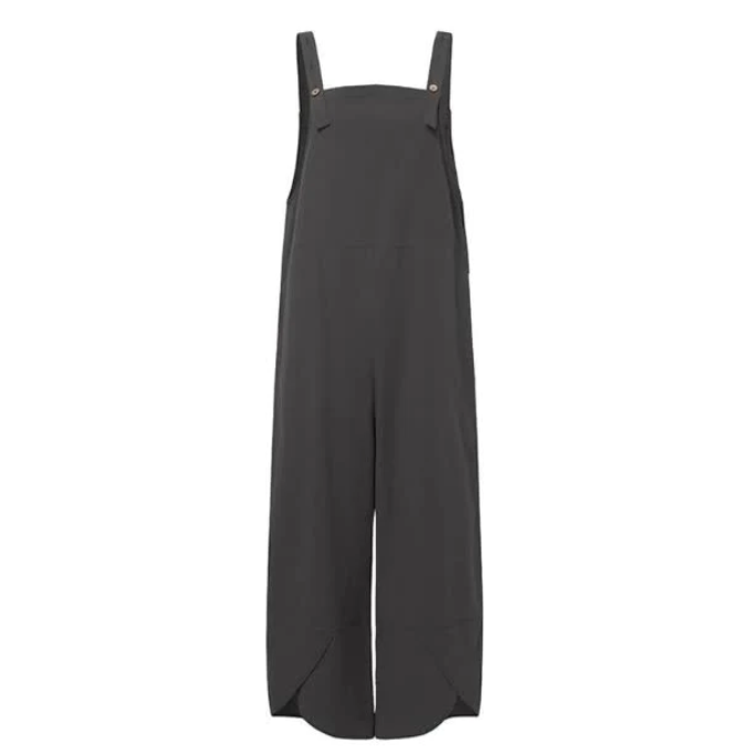 Womens Solid Color Casual Ninth Overalls