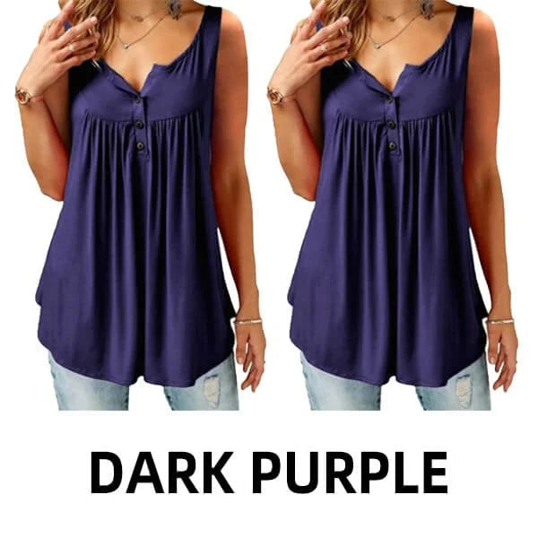 Comfy Loose Button Sleeveless Tank Top For Women