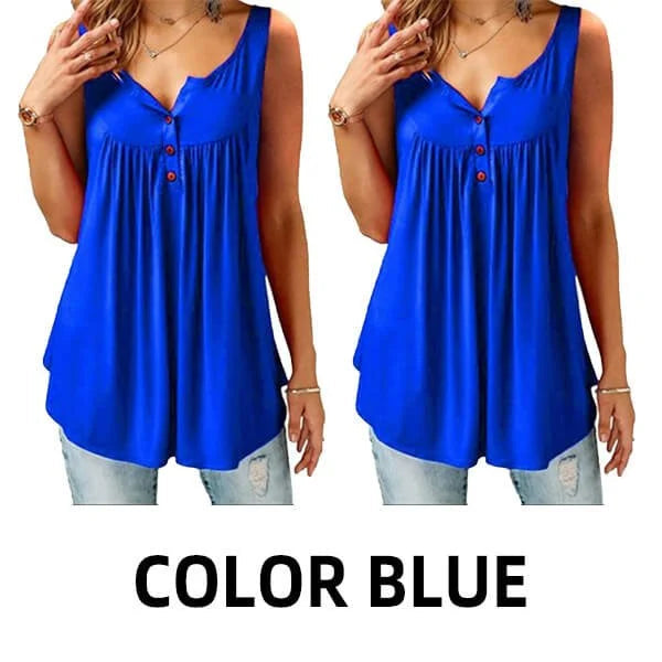 Comfy Loose Button Sleeveless Tank Top For Women