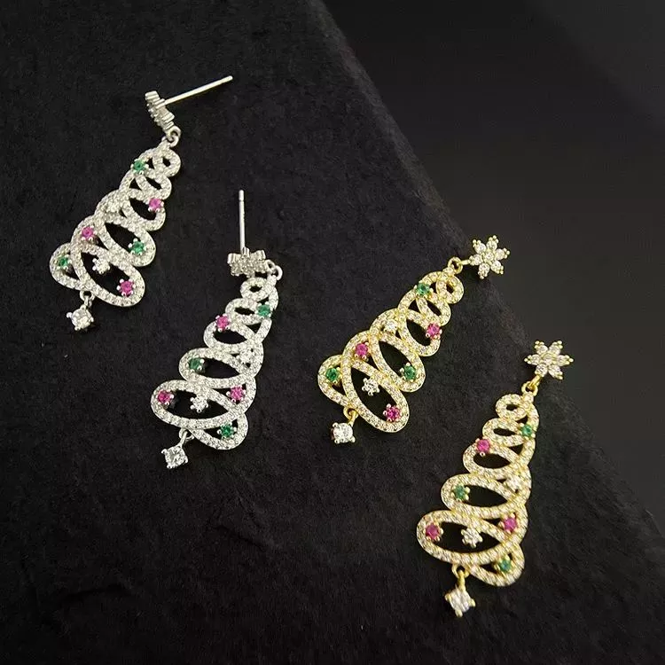 Shiny Christmas Tree Earrings