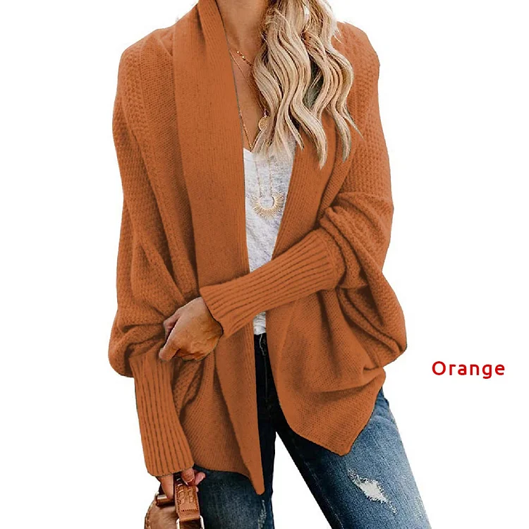 Bat sleeve loose knit cardigan shawl jacket
