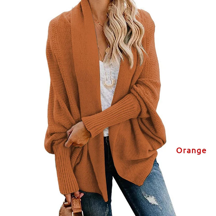 Bat sleeve loose knit cardigan shawl jacket