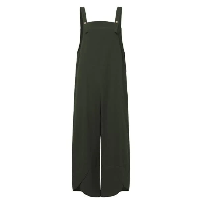 Womens Solid Color Casual Ninth Overalls