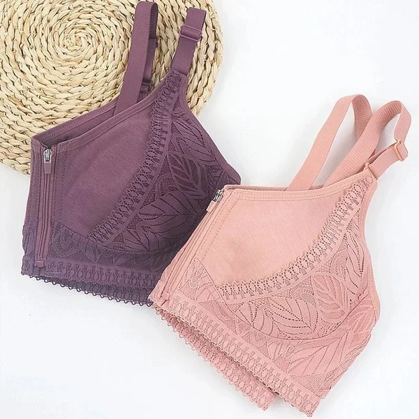 Womens zip front closure plus size bra