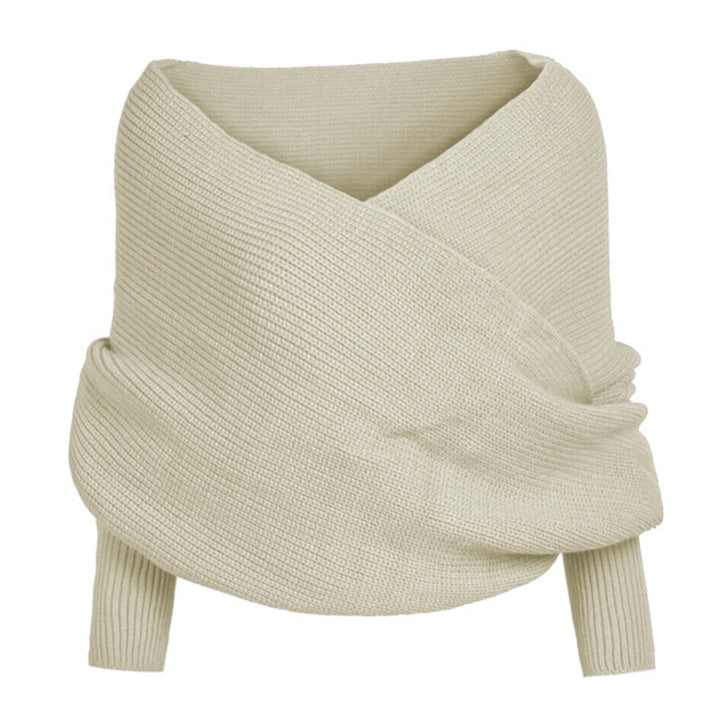 Knitted Wrap Scarf With Sleeves