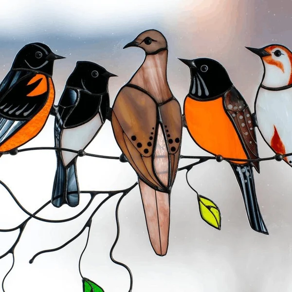 Birds Stained  Window  Panel Hangings