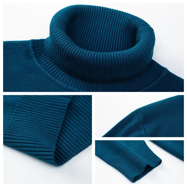 Mens Solid Color Turtleneck Sweater