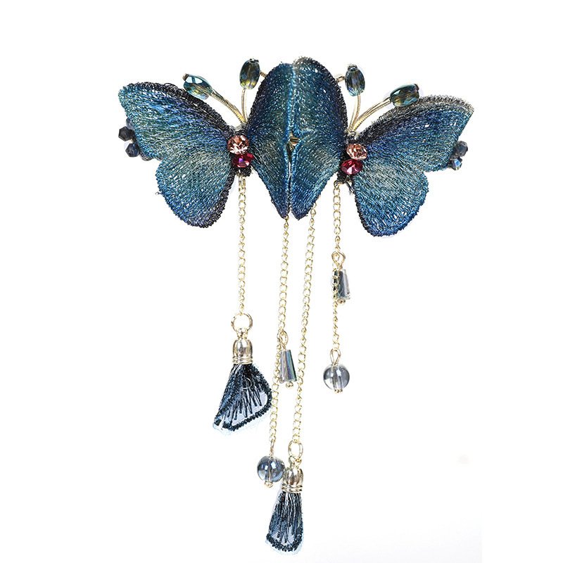 Temperament Butterfly Rhinestone Tassel Hair Clip